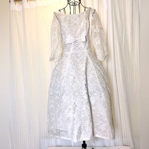 Cream lace and chiffon formal wedding dress handmade 1960’s vintage retro